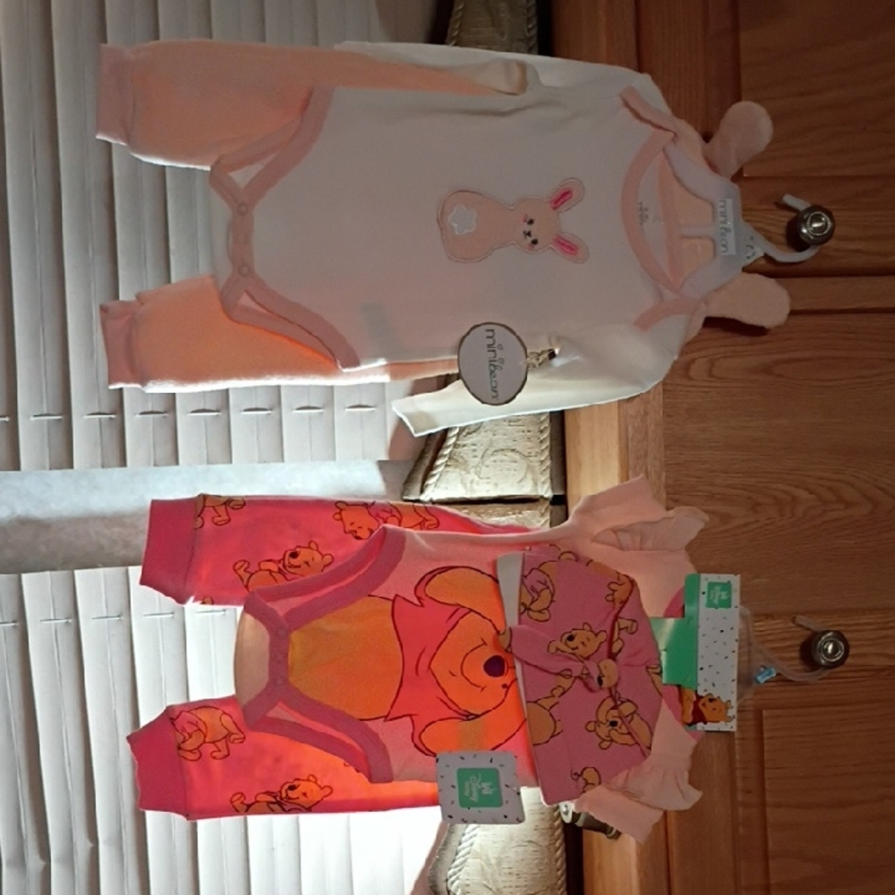 Charming Pink and White Bunny Bodysuit Set
